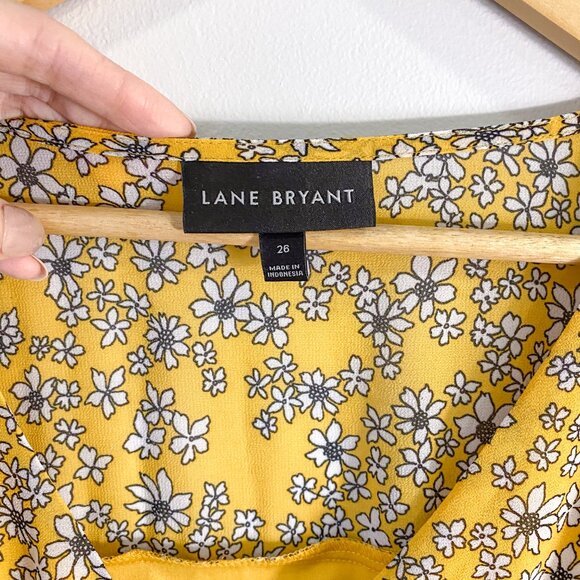Lane Bryant Floral Print Button-Front Peplum Blouse - Sz 26 - Picture 8 of 10